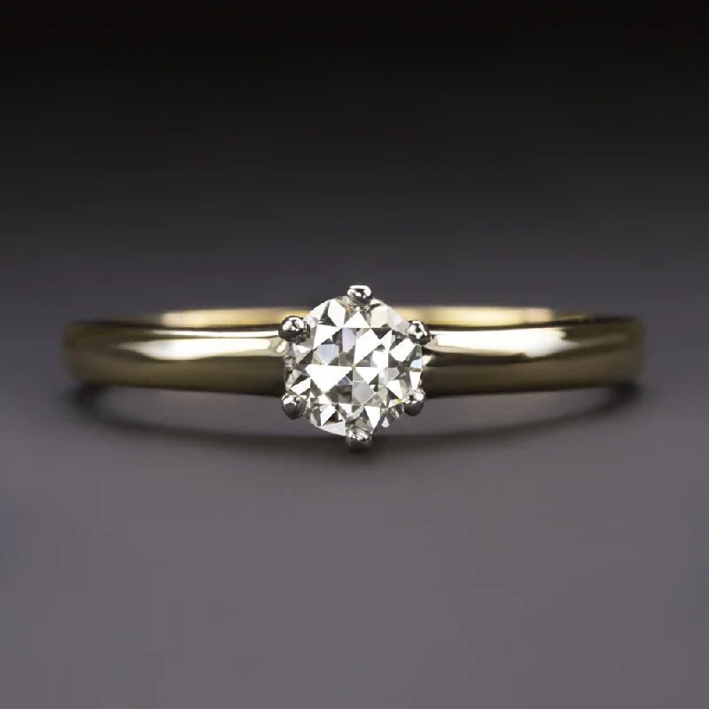 VINTAGE TIFFANY & CO DIAMOND ENGAGEMENT RING OLD EUROPEAN CUT SOLITAIRE 18k GOLD