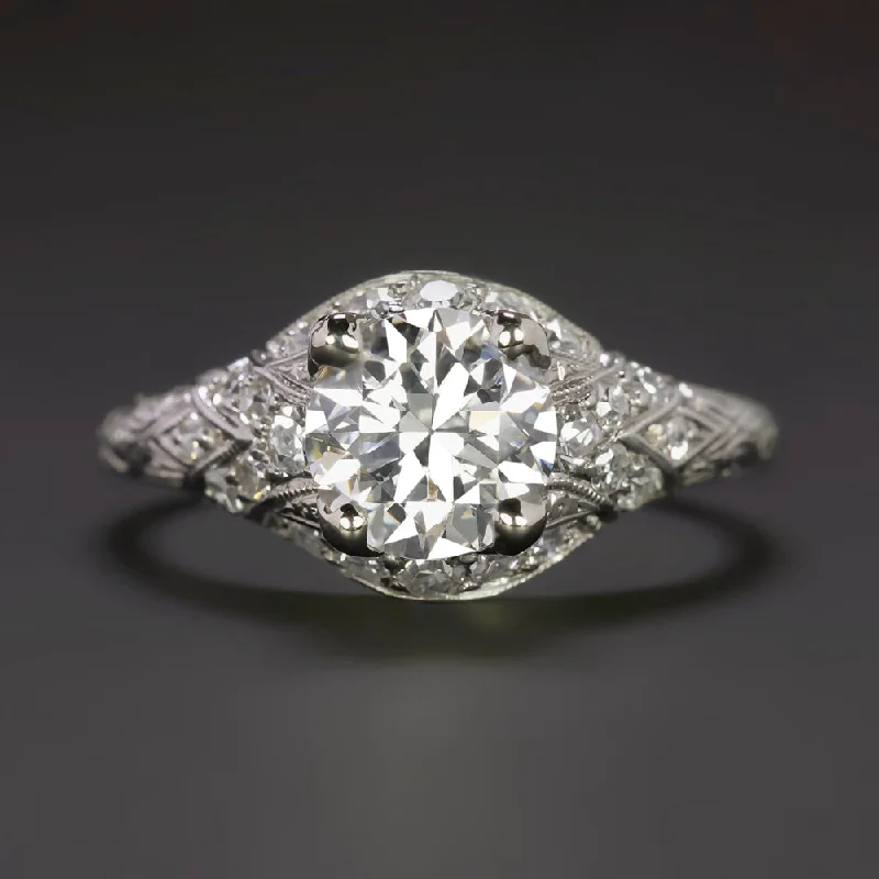 1.16ct GIA CERTIFIED F VS1 VINTAGE DIAMOND ENGAGEMENT RING OLD EUROPEAN PLATINUM