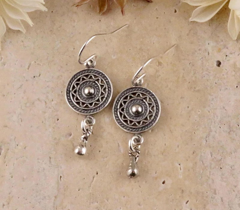 Geo Drop Earrings - Silver