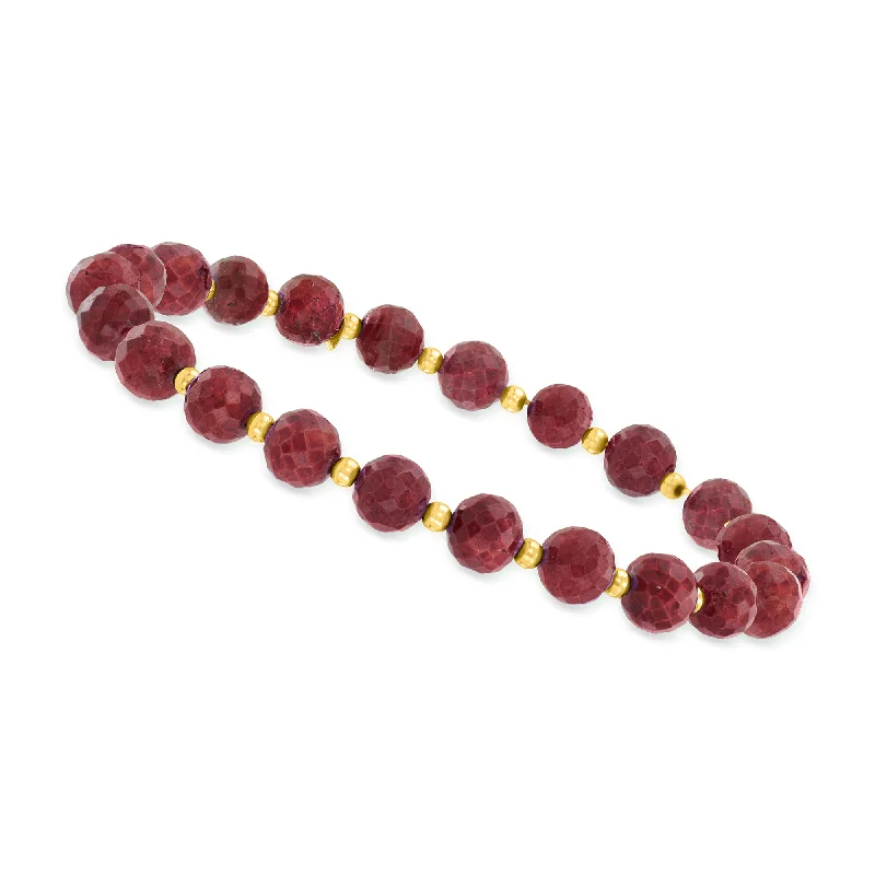 Canaria Ruby Bead Stretch Bracelet With 10kt Yellow Gold