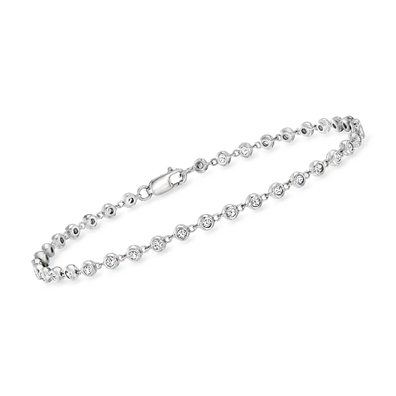 RS Pure by Ross-Simons Bezel-Set Diamond Tennis Bracelet in Sterling Silver