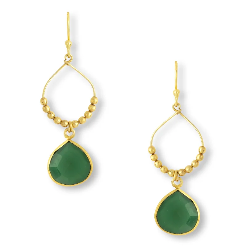 Bay Reef Dark Green Onyx Earrings