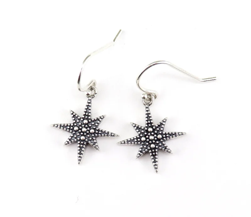 Silver North Star Earrings