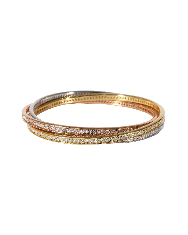 Cartier Trinity Diamond Bracelet in 18k 3 Tone Gold 8 CTW