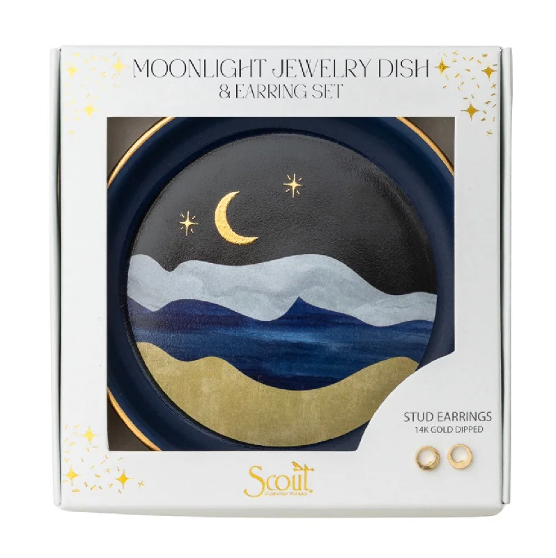 Jewelry Dish and Stud Earrings Set - Moonlight