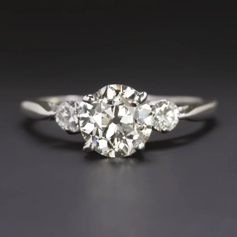 1.43ct VINTAGE DIAMOND ENGAGEMENT RING OLD EUROPEAN CUT PLATINUM NATURAL ESTATE