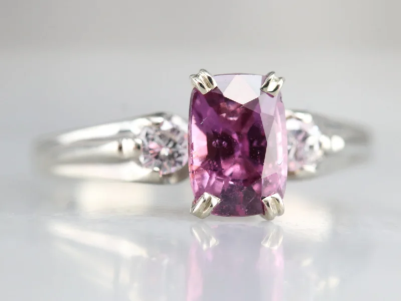 Modern Pink Sapphire and Diamond Engagement Ring