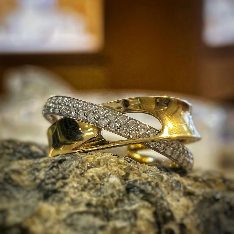 Looped Diamond and Gold Ring