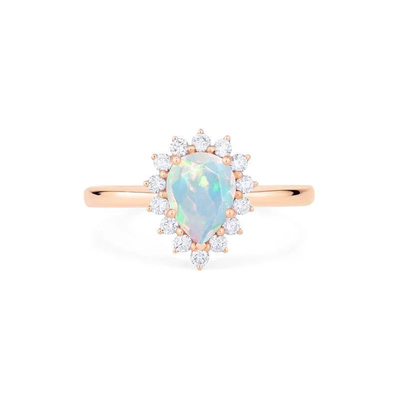 [Camellia] Vintage Bloom Pear Cut Ring in Opal