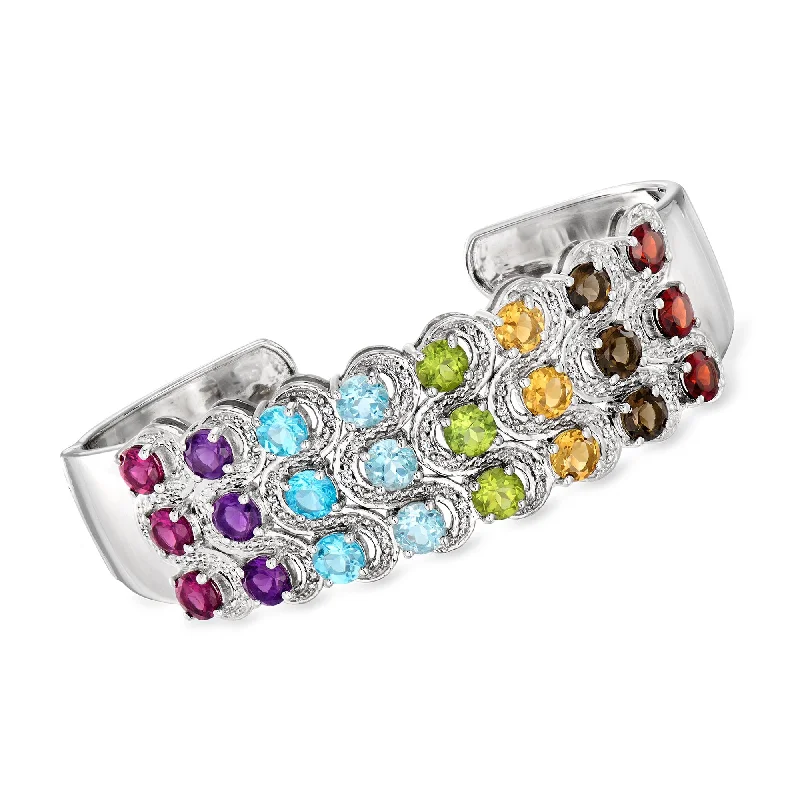 Ross-Simons Multi-Gemstone Cuff Bracelet in Sterling Silver