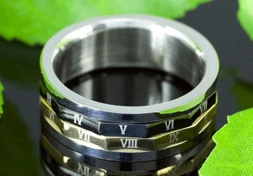 Roman Numbers Stainless Steel Rotatable Men's Ring Band