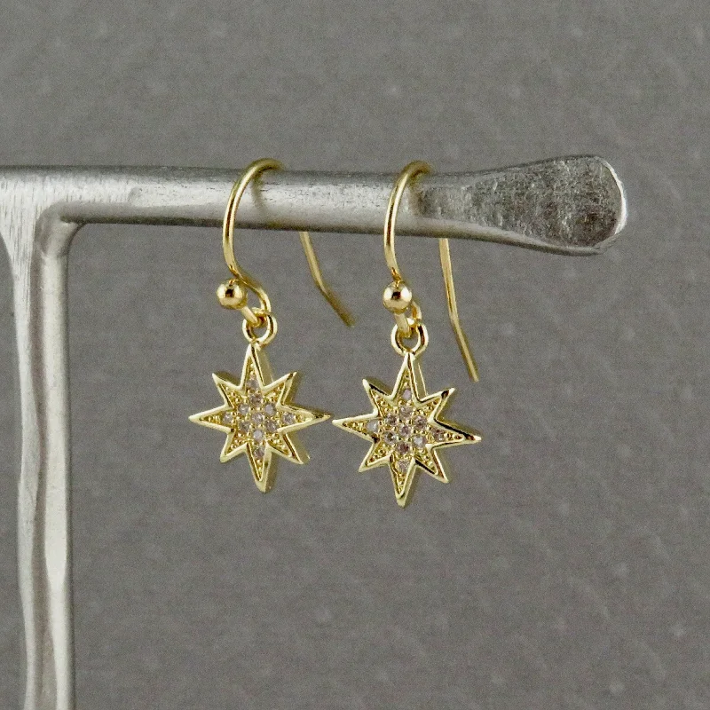 Sparkly Gold North Star Earrings