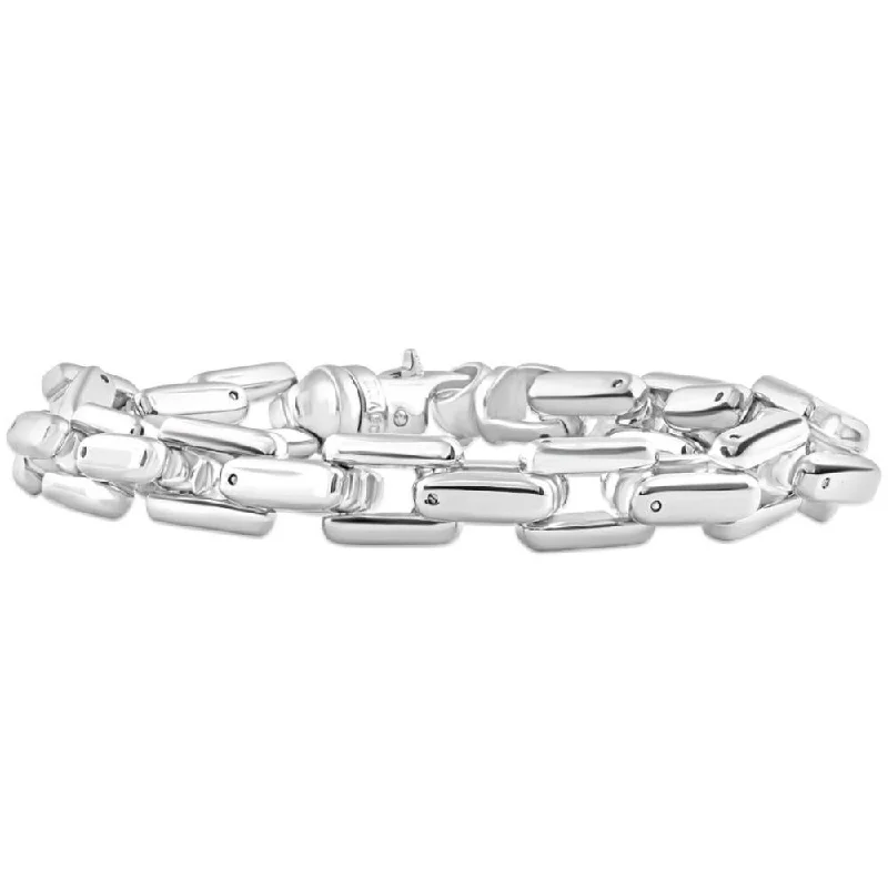 Men's Steel Single Tone Clasp 10mm Long Link  8.5 " Bracelet