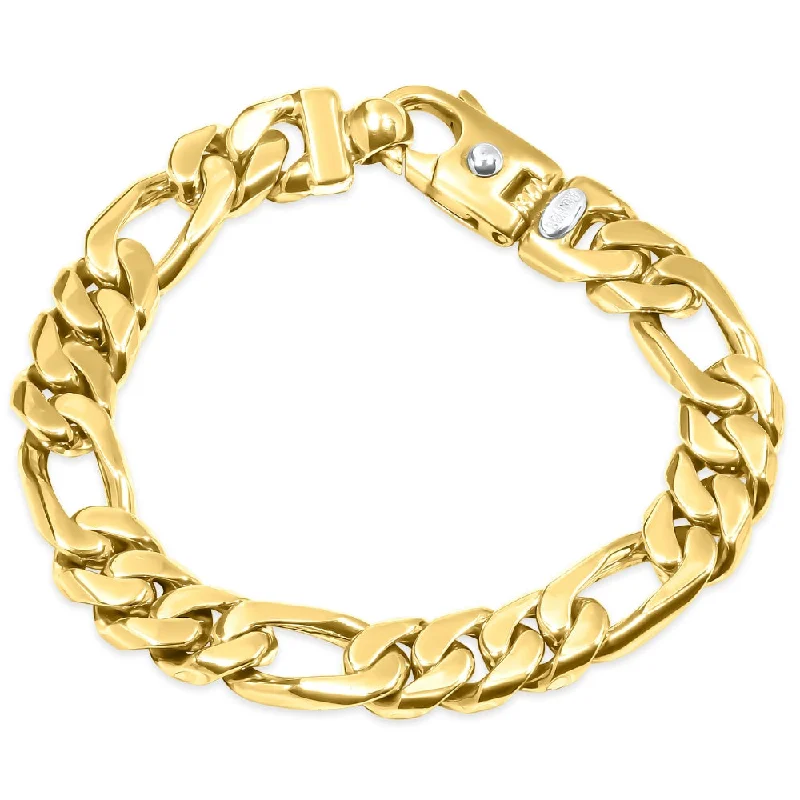 Men's Figaro Link 14k Gold (94gram) or Platinum (151gram) 12.5mm Bracelet 8.5"