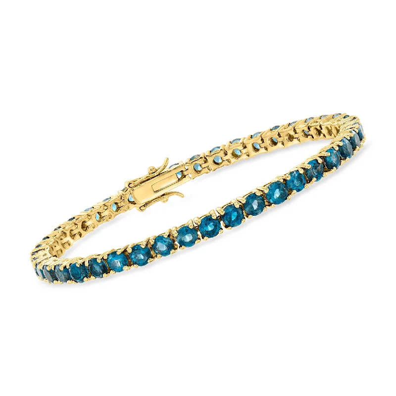 Ross-Simons London Blue Topaz Tennis Bracelet in 18kt Gold Over Sterling