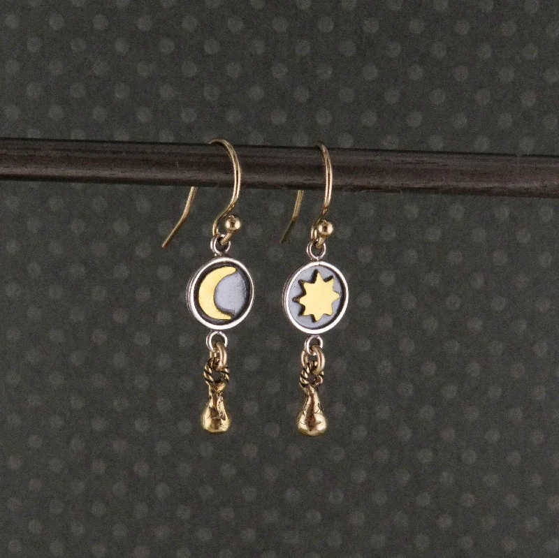 Moon and Sun Drop Earrings