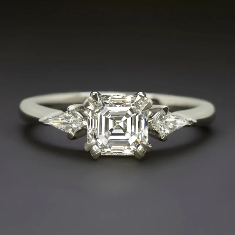 1.30ct GIA CERTIFIED G FLAWLESS DIAMOND ENGAGEMENT RING PLATINUM ASSCHER CUT