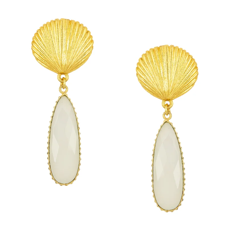 Tria Shell Earrings White