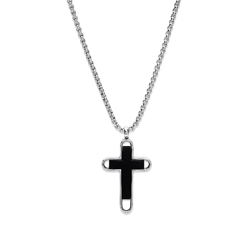 Unique & Co Black Steel Cross Necklace