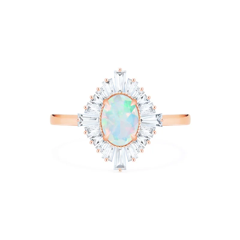 [Athena] Vintage Deco Oval Cut Goddess Ring in Australian Opal