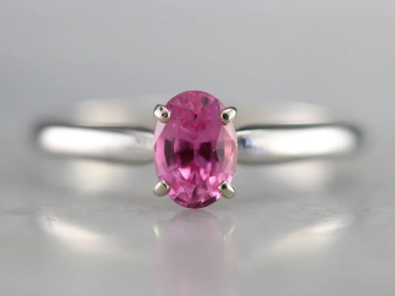 Pink Sapphire Platinum Solitaire Engagement Ring