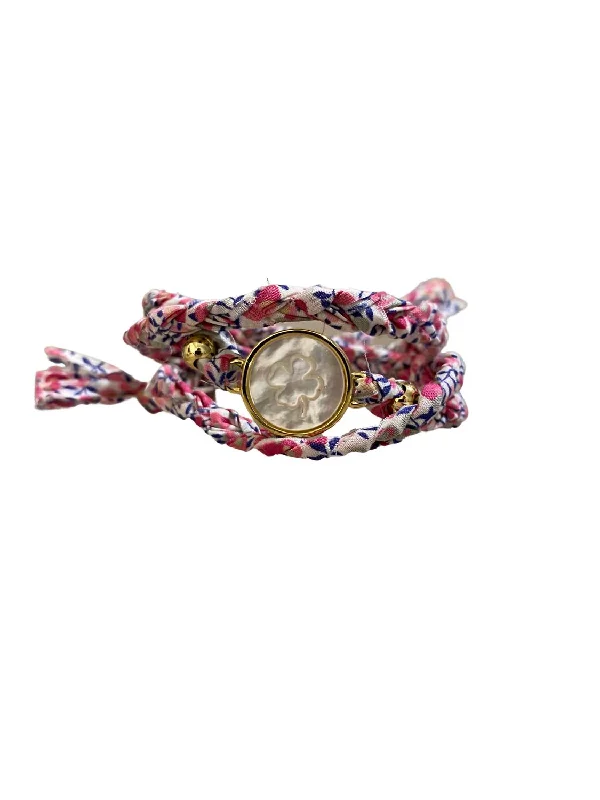 Women's Four Leaf Clover Flamingo Liberty Wrap Bracelet In Pink