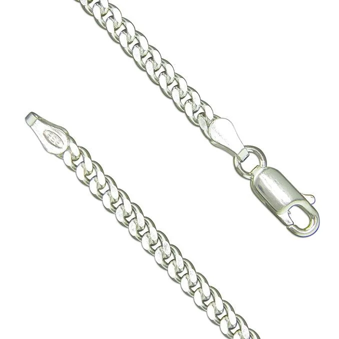 51cm Heavy Diamond-Cut Curb Chain - Sterling Silver