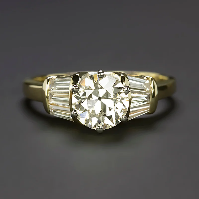 1.48ct OLD EUROPEAN CUT H VS2 DIAMOND ENGAGEMENT RING 14k YELLOW GOLD NATURAL