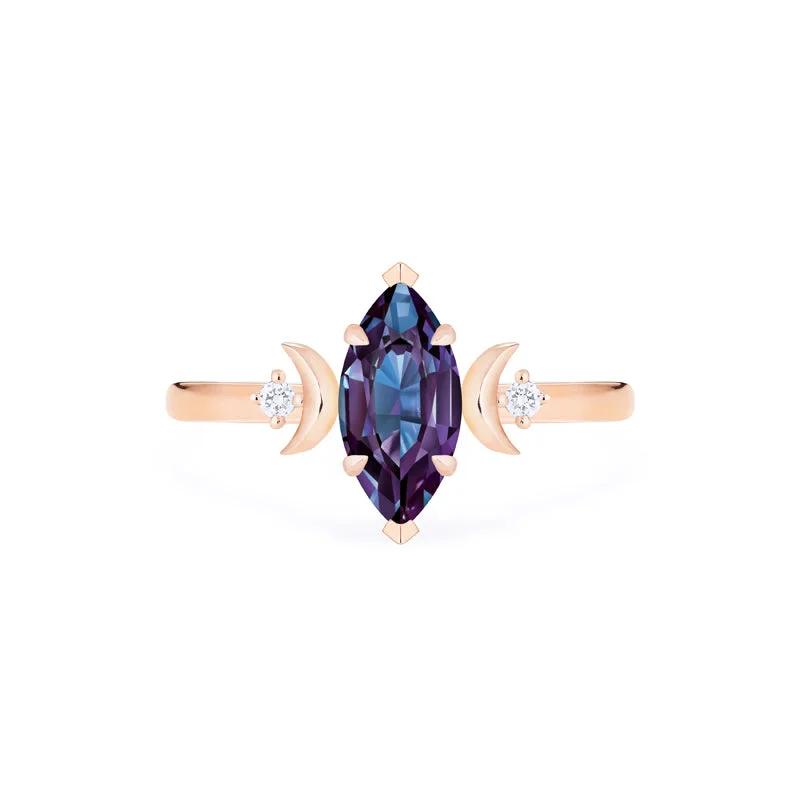 [Cressida] Moon Goddess Marquise Cut Ring in Lab Alexandrite