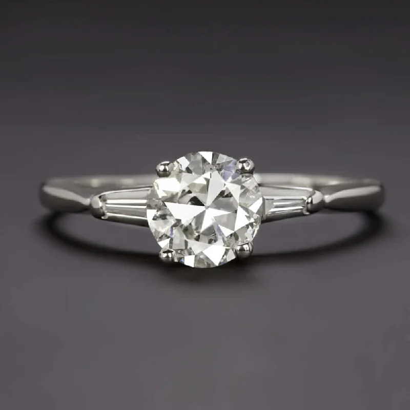 1.48ct H SI OLD EUROPEAN CUT DIAMOND ENGAGEMENT RING VINTAGE WHITE GOLD 1.5ct