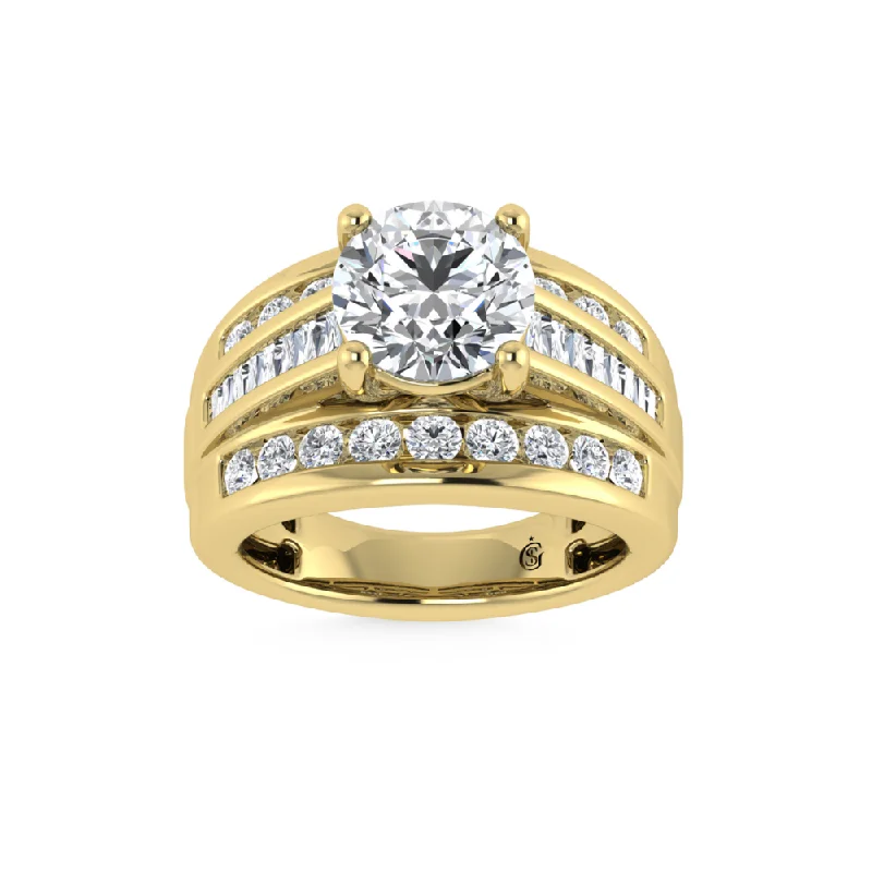 1 3/4 Ctw Round Lab Grown Diamond Engagement Ring in Yellow Gold