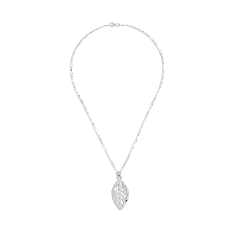 Sterling Silver Leaf Pendant Necklace