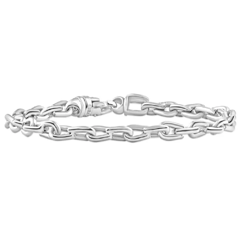 Men's Polished Steel Clasp 6mm Thin Oval Flexible Link  8.5 " Bracelet