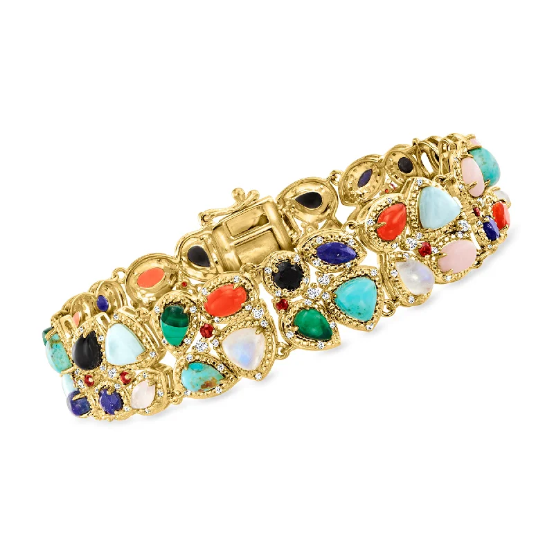 Ross-Simons Multi-Gemstone Bracelet in 18kt Gold Over Sterling