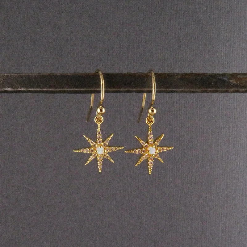 Delicate Opal Starburst Earrings