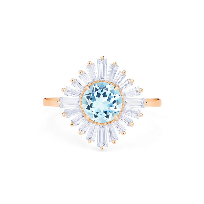 [Artemis] Vintage Deco Goddess Ring in Aquamarine