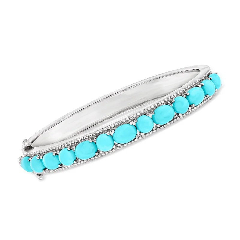 Ross-Simons Turquoise Bangle Bracelet in Sterling Silver