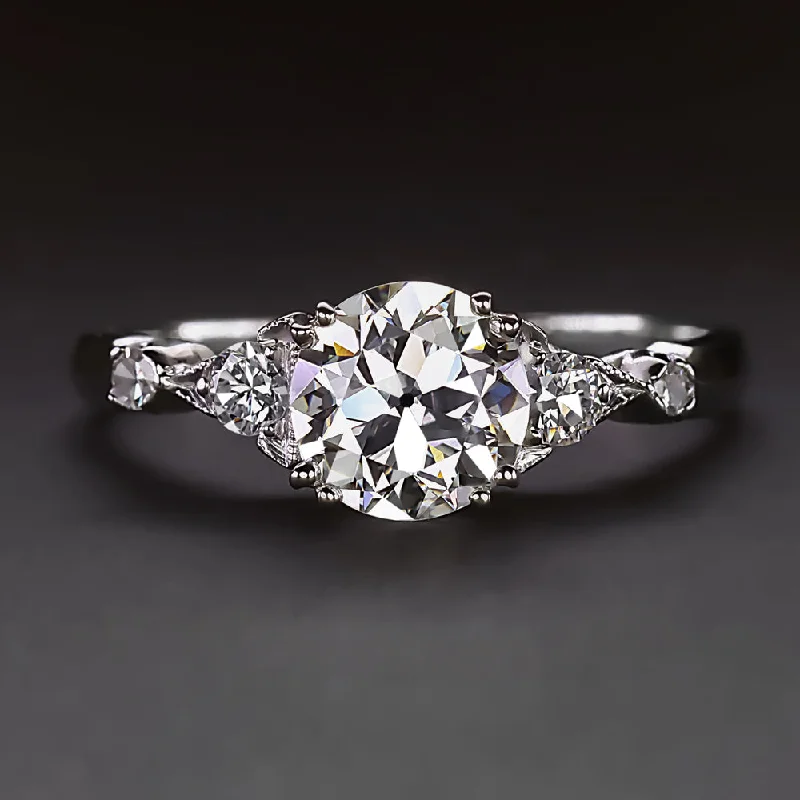 1ct OLD EUROPEAN CUT DIAMOND ENGAGEMENT RING GIA CERTIFIED G VS PLATINUM VINTAGE