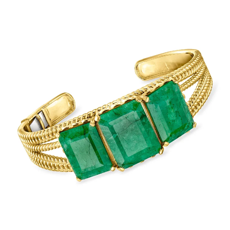 Ross-Simons Emerald Cuff Bracelet in 18kt Gold Over Sterling