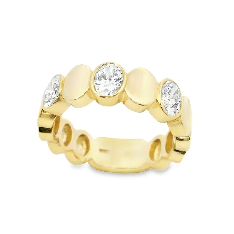 14K Gold & Bezel Set Oval Diamond Ring