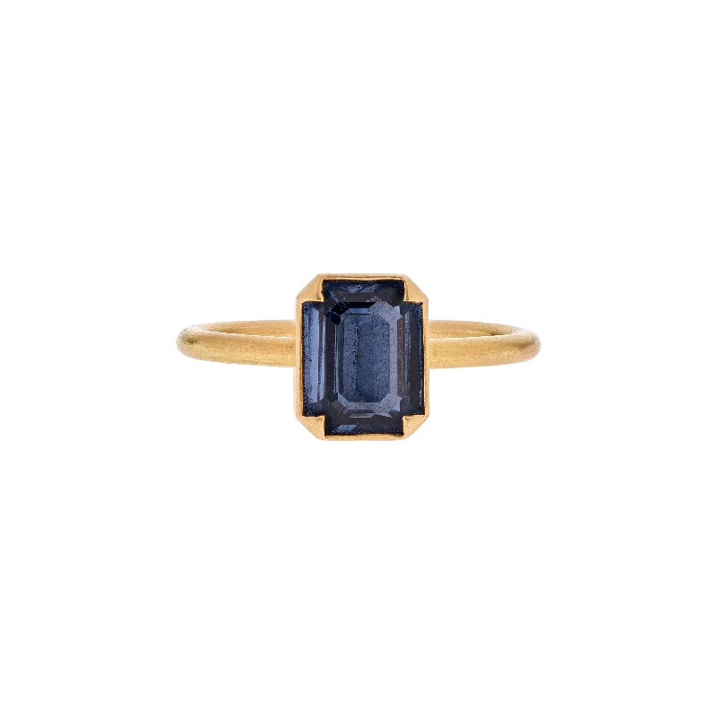 Gabriella Kiss 18k Emerald Cut Blue-Violet Spinel Ring- 2.11ct