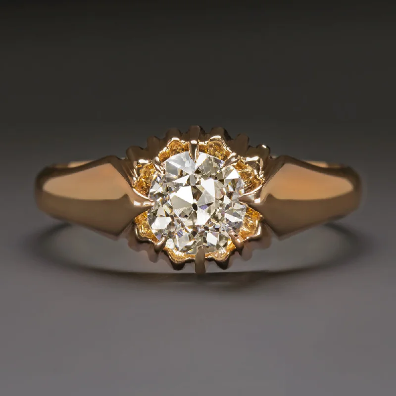 VINTAGE .62ct I VS2 DIAMOND ENGAGEMENT RING OLD EUROPEAN CUT ROSE GOLD ANTIQUE