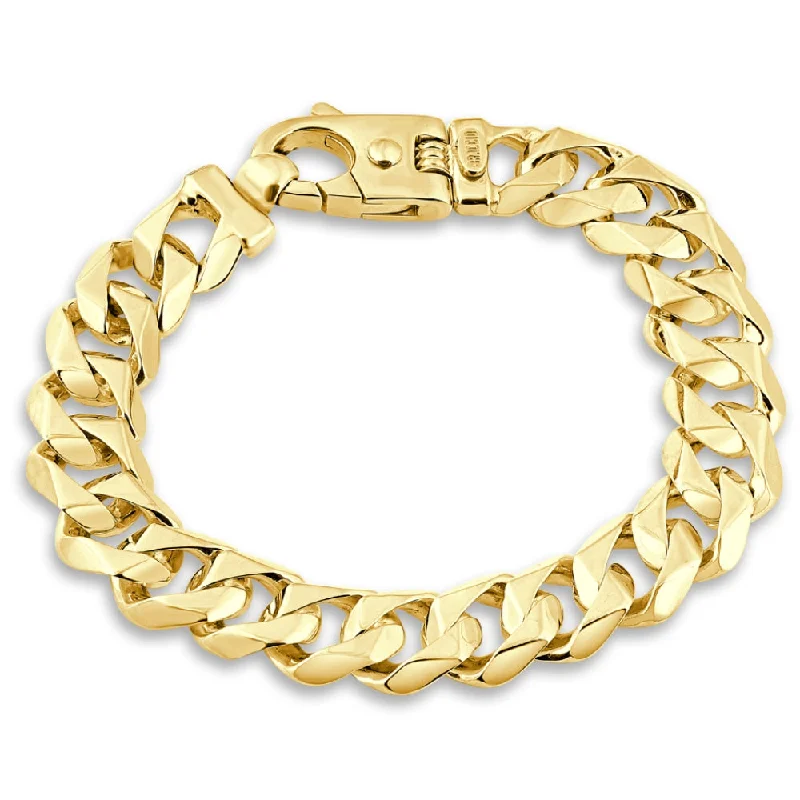 Men's Cuban Flat Link 14k Yellow Gold 80gram 12.5mm Link Bracelet 8.5"