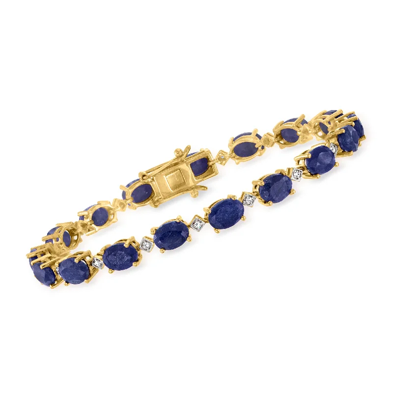 Ross-Simons Sapphire and . Diamond Bracelet in 18kt Gold Over Sterling