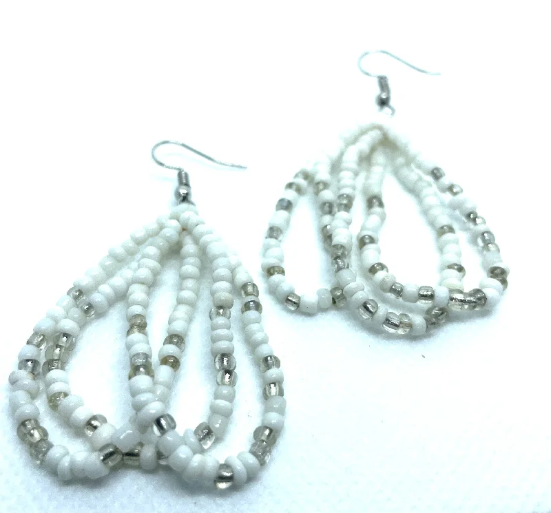 White/Clear Seed Bead Cascading Earrings