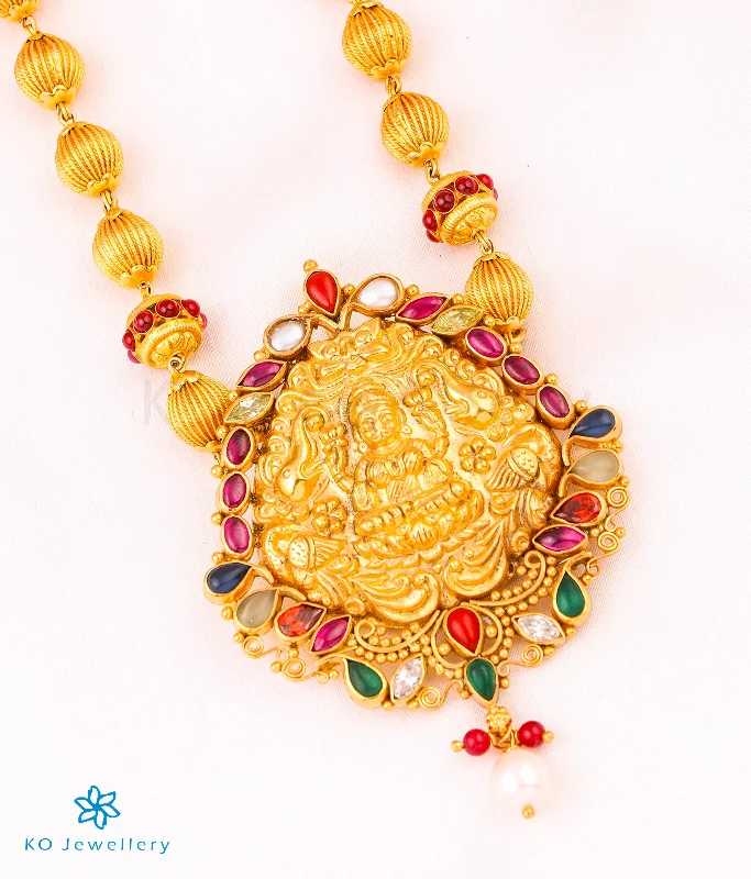 The GajaLakshmi Silver Navratna Necklace