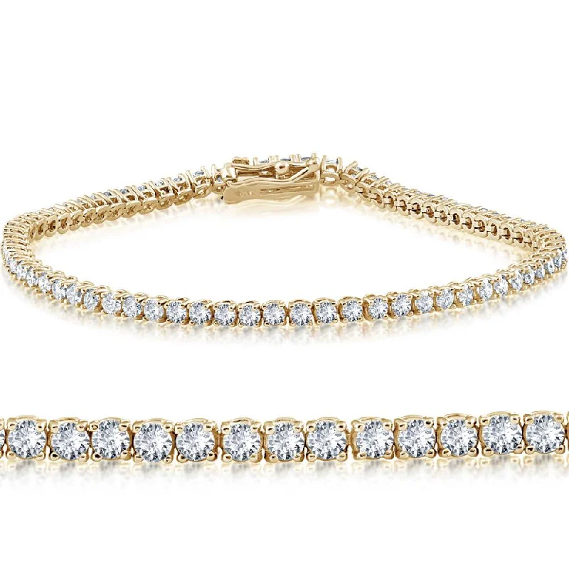 2 Ct Lab Grown Diamond Tennis Bracelet 7" 14k Yellow Gold