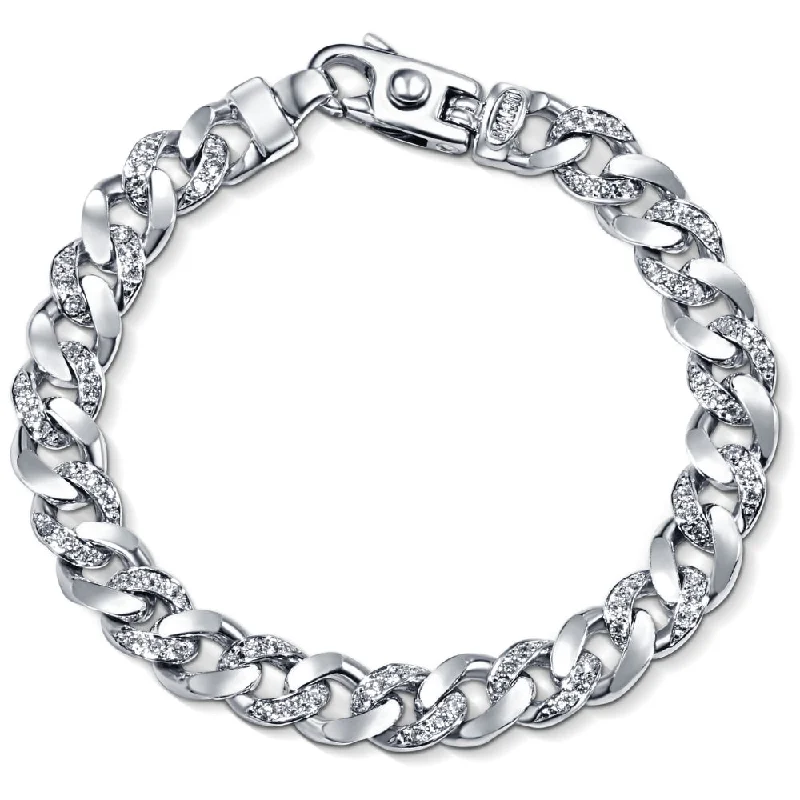 Men's 14k Gold (45gram) or Platinum (72gram) 9.5mm Diamond Bracelet 8.5"