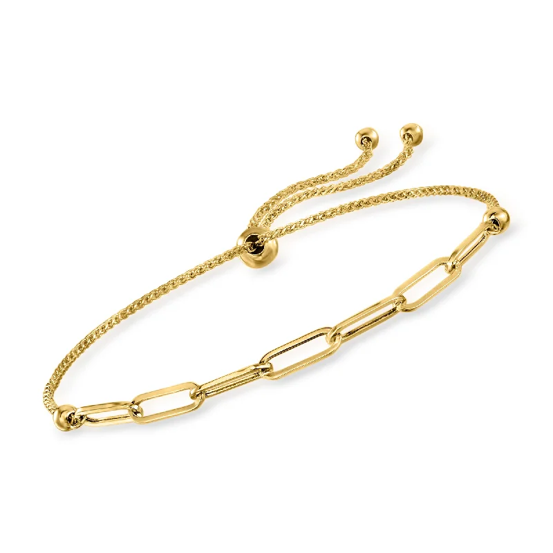 Ross-Simons 14kt Yellow Gold Paper Clip Link Bolo Bracelet