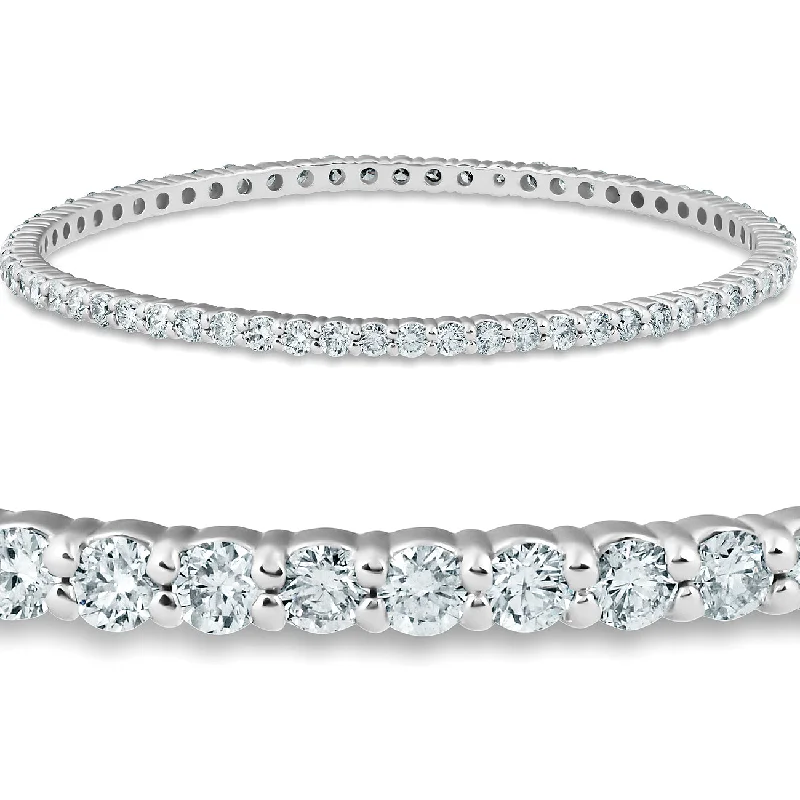 6 3/4 Ct Diamond Bangle Bracelet 10K White Gold